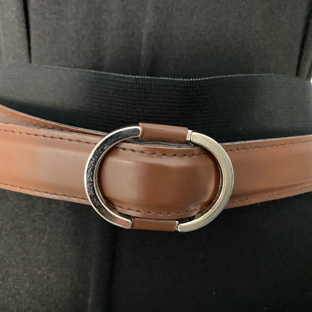 Brown Belt with Silver Oval Buckle